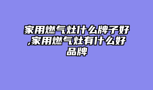 家用燃气灶什么牌子好,家用燃气灶有什么好品牌