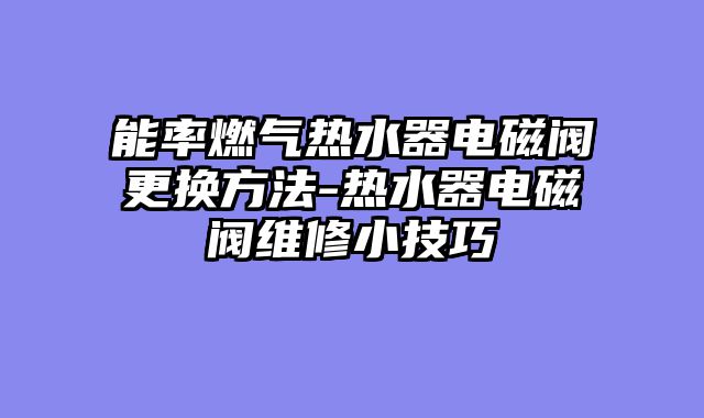 能率燃气热水器电磁阀更换方法-热水器电磁阀维修小技巧