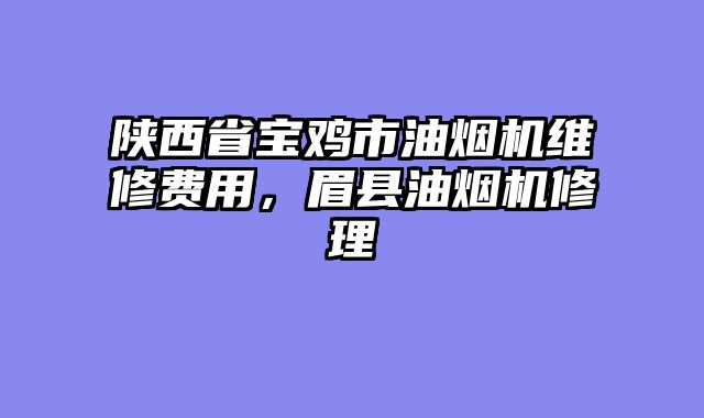 陕西省宝鸡市油烟机维修费用，眉县油烟机修理
