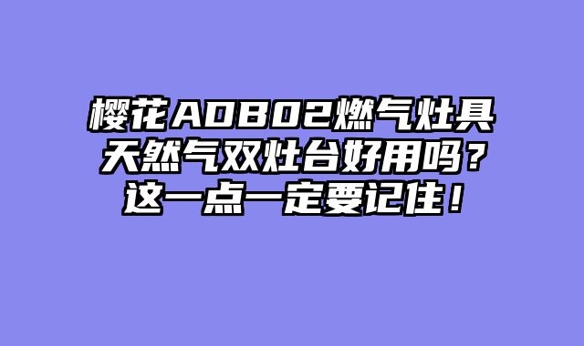 樱花ADB02燃气灶具天然气双灶台好用吗？这一点一定要记住！