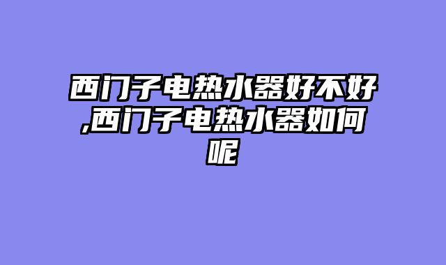 西门子电热水器好不好,西门子电热水器如何呢
