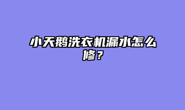 小天鹅洗衣机漏水怎么修？