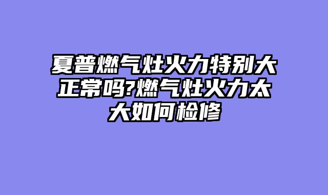 夏普燃气灶火力特别大正常吗?燃气灶火力太大如何检修