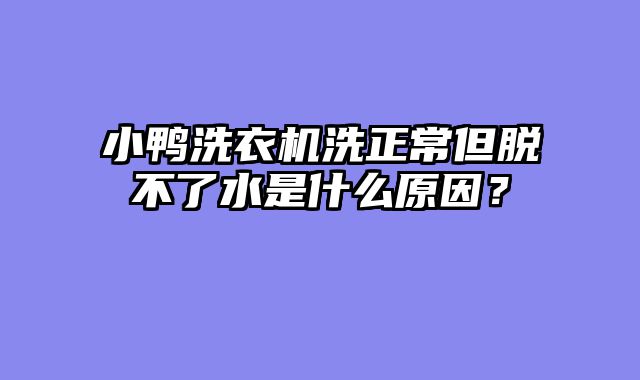 小鸭洗衣机洗正常但脱不了水是什么原因？