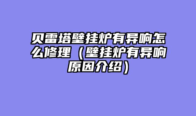 贝雷塔壁挂炉有异响怎么修理（壁挂炉有异响原因介绍）