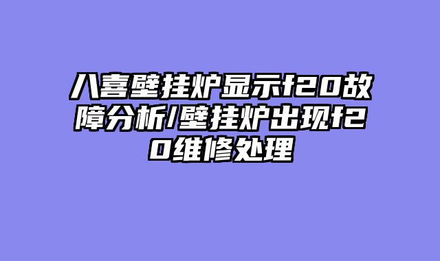 八喜壁挂炉显示f20故障分析/壁挂炉出现f20维修处理