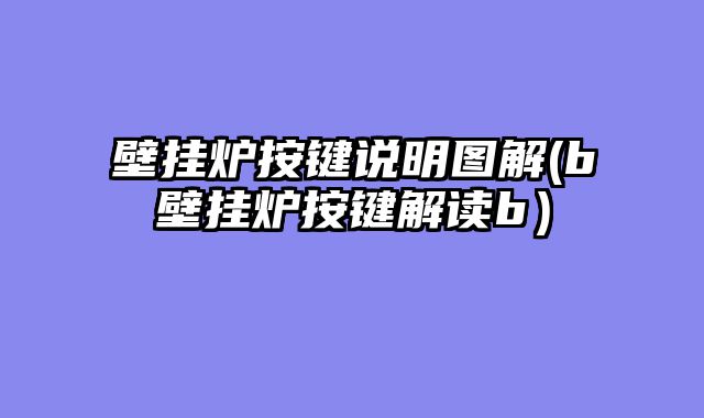 壁挂炉按键说明图解(b壁挂炉按键解读b）