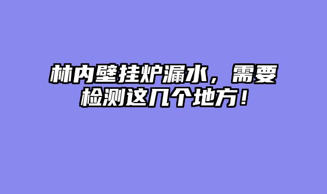 林内壁挂炉漏水，需要检测这几个地方！