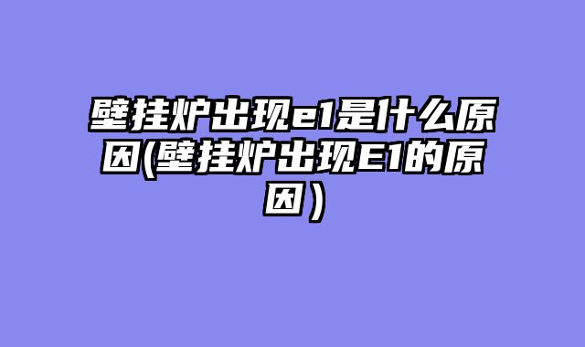 壁挂炉出现e1是什么原因(壁挂炉出现E1的原因）