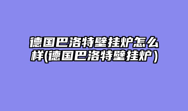 德国巴洛特壁挂炉怎么样(德国巴洛特壁挂炉）