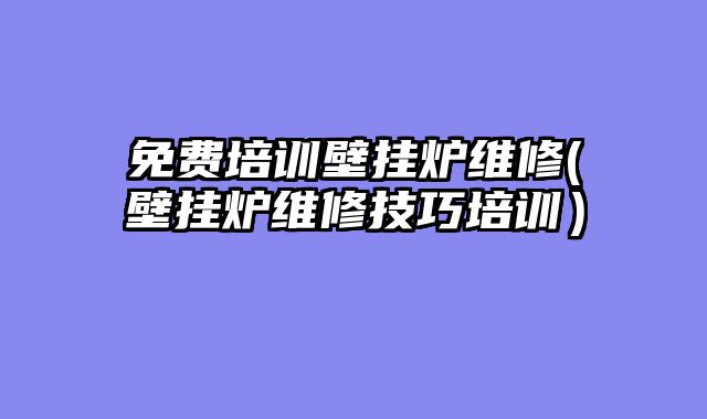 免费培训壁挂炉维修(壁挂炉维修技巧培训）