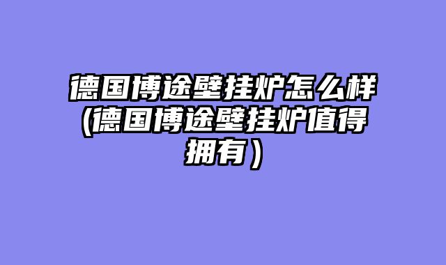 德国博途壁挂炉怎么样(德国博途壁挂炉值得拥有）