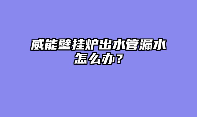 威能壁挂炉出水管漏水怎么办？