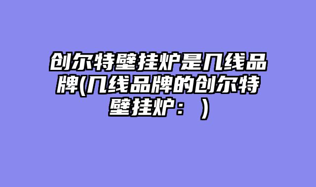 创尔特壁挂炉是几线品牌(几线品牌的创尔特壁挂炉：）