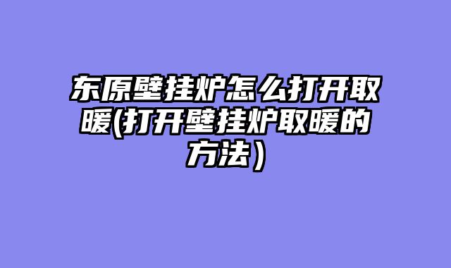 东原壁挂炉怎么打开取暖(打开壁挂炉取暖的方法）