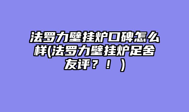 法罗力壁挂炉口碑怎么样(法罗力壁挂炉足舍友评？！）