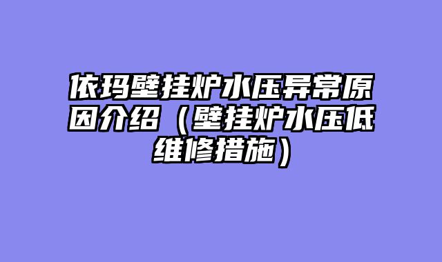 依玛壁挂炉水压异常原因介绍（壁挂炉水压低维修措施）