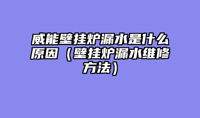 威能壁挂炉漏水是什么原因（壁挂炉漏水维修方法）