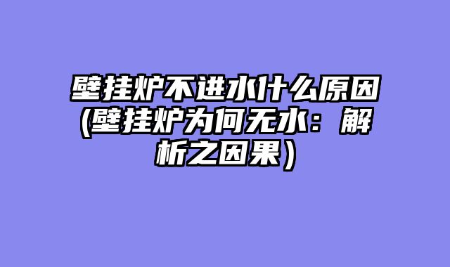 壁挂炉不进水什么原因(壁挂炉为何无水：解析之因果）