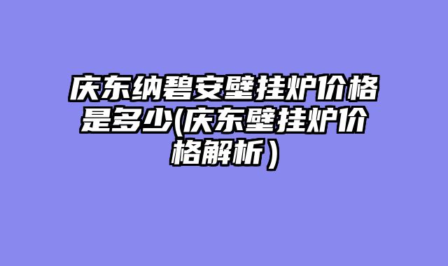 庆东纳碧安壁挂炉价格是多少(庆东壁挂炉价格解析）