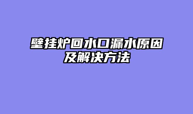 壁挂炉回水口漏水原因及解决方法
