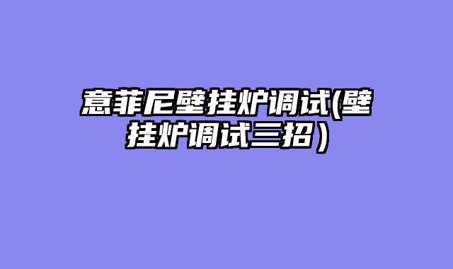 意菲尼壁挂炉调试(壁挂炉调试三招）