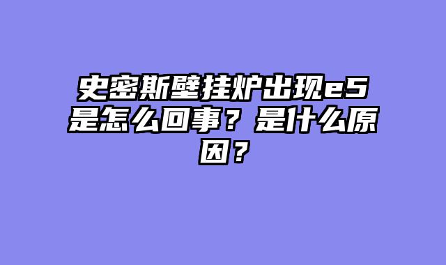 史密斯壁挂炉出现e5是怎么回事？是什么原因？