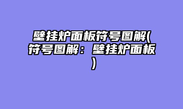 壁挂炉面板符号图解(符号图解：壁挂炉面板）