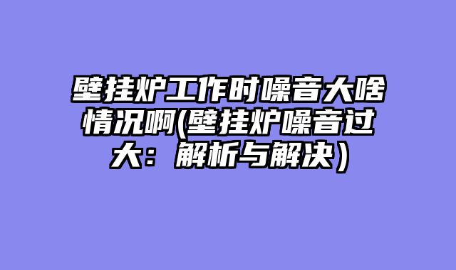 壁挂炉工作时噪音大啥情况啊(壁挂炉噪音过大：解析与解决）
