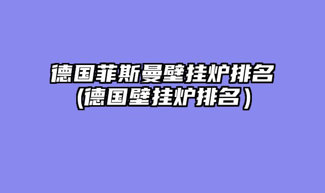 德国菲斯曼壁挂炉排名(德国壁挂炉排名）